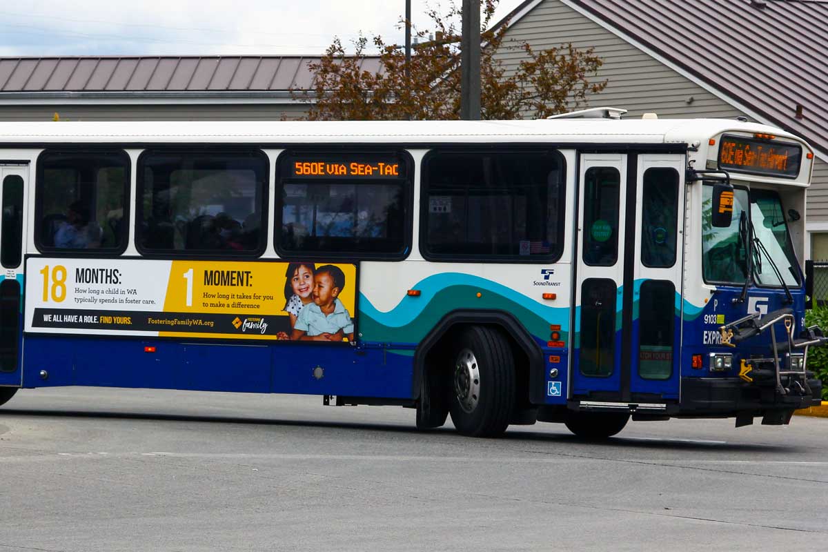 Fostering Family Side Exterior King Bus Ad on Sound Transit Seattle 2020
